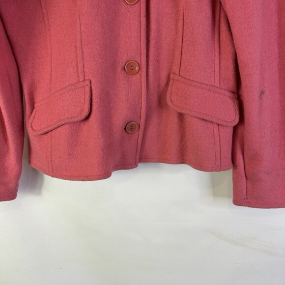Vintage 90s Alpaca Cardigan Sweater Coat Pink Distressed - Picture 2 of 10
